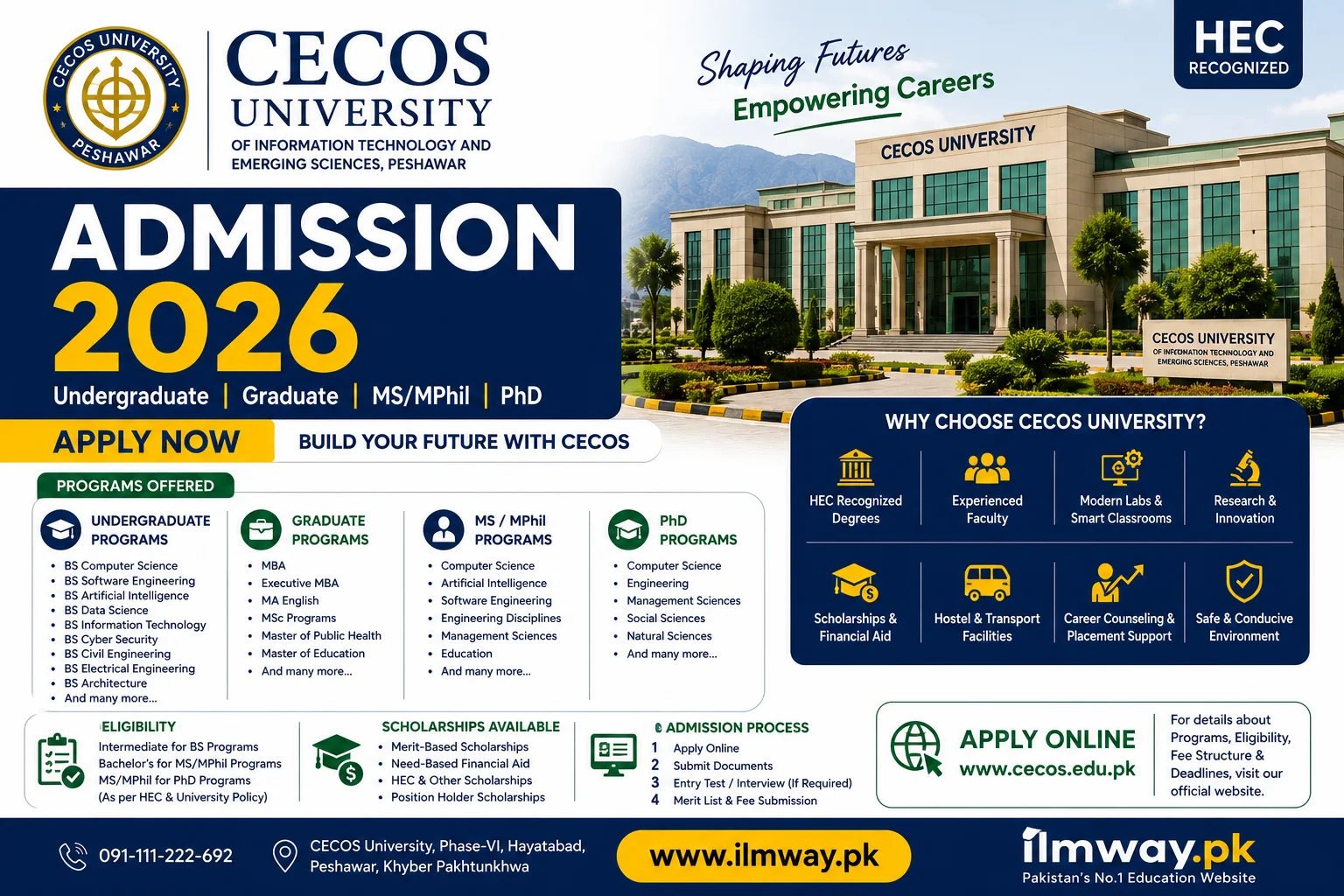 CECOS University Admission 2026 ilmway.pk